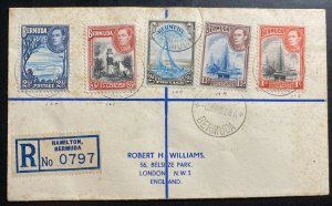 1938 Hamilton Bermuda Registered Cover To London England King George Stamp Issue