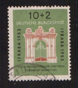 Germany  #B332  used  1953  stamp exhibition  10pf  palace gate