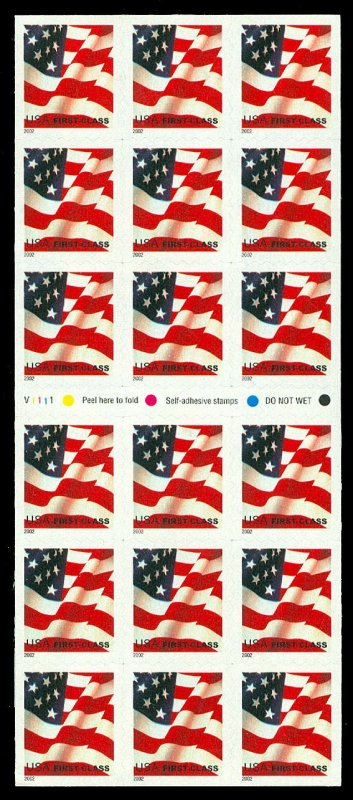 Scott 3625a 37c Flag Mint ATM Pane of 18 VF NH Cat $19 Face $6.66