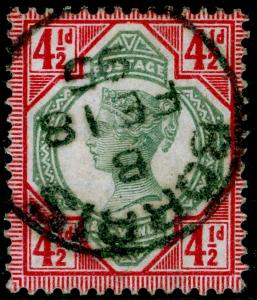 SG206a, 4½d green & deep bright carmine, FINE USED, CDS. Cat £650.