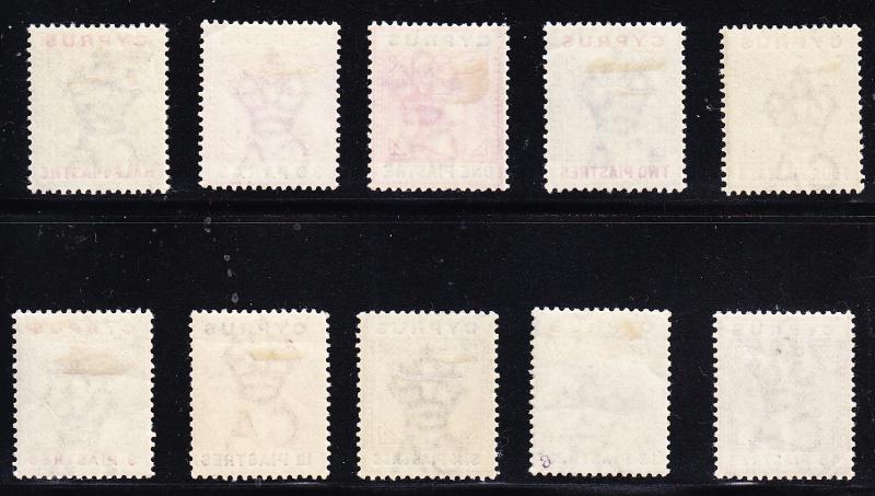 Cyprus 1894-96 QV set complete (10) VF/Mint(*) Scott 28-37