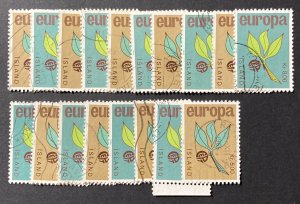Iceland 1965 #375-6, Europa, Wholesale Lot of 9, Used, CV $15.75