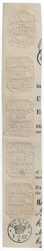 (I.B) QV Revenue : Ireland Impressed Duty 70/- (Dublin 1867) 