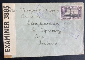 1942 Falkland Islands Rare Irish Censored Cover  To Carroule Ireland