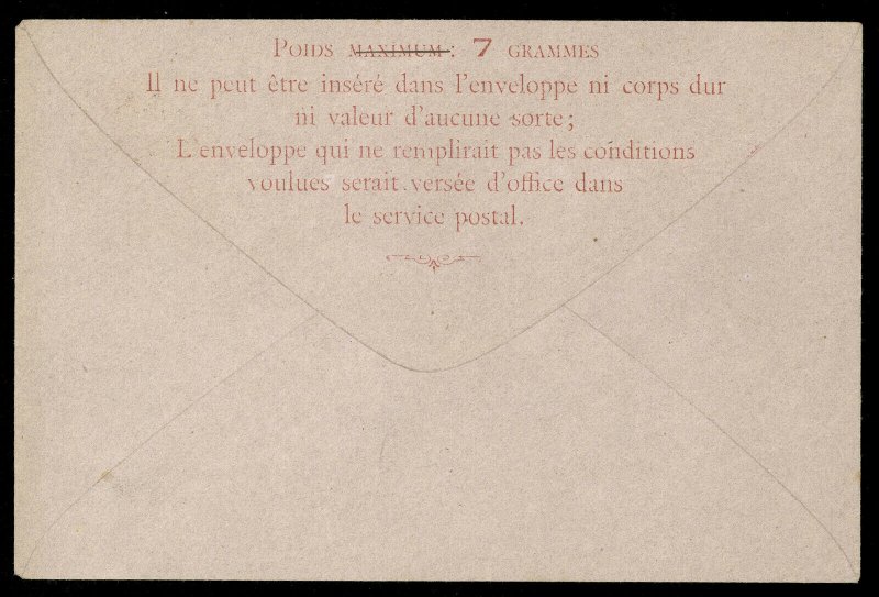 fr032 France Tubes Pneumatiques envelope 60c red unused, 50c Taxe Reduit overprt