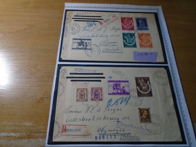 Belgium  # B332-33/336 etc  2 covers posted during World war II