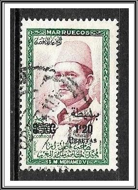 Morocco Northern Zone #22 Sultan Mohammed V  Surcharged Used