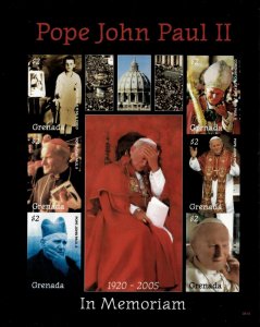 Grenada 2008 - Pope John Paul II - Sheet of 6 IMPERF Stamps - Scott #3695 - MNH