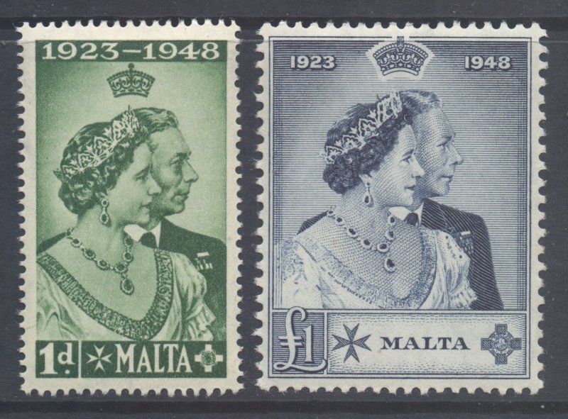 Malta Scott 223/224 - SG249/250, 1949 Silver Wedding Set MH*