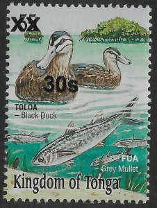 TONGA SG1615 2010 30s on 55s BLACK DUCKS & GREY MULLET MNH 