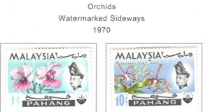 Malaysia - Pahang Scott 83a, 87a MH* Orchid stamps wmk variety 1970