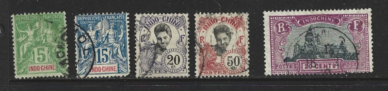 Indo-China Used Lot of 5 Different stamps 2018 CV $13.50