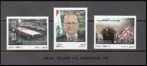 LEBANON- LIBAN MNH SC# 783-785 PRESIDENT MICHEL AOUN