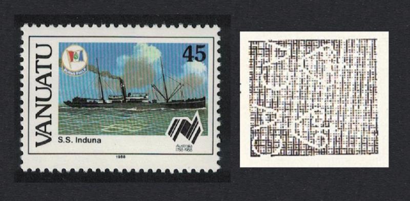 Vanuatu Freighter 'Induna' Ship 1v 45vatu Watermark variety SG#497w