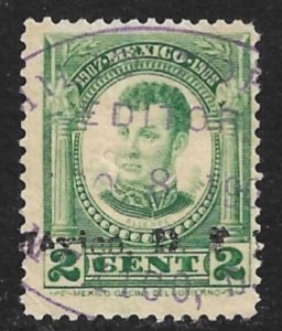 MEXICO REVENUES 1907-08 2c Ignacio Allende Documentary MEXICO DFControl DO360 FU