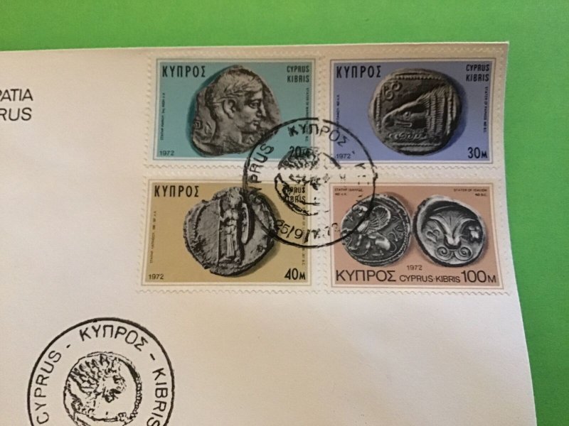 Cyprus First Day Cover Ancient Coins 1972  Stamp Cover R43180