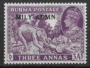 1945 Burma 43 MILY ADMN overprint 3P MH