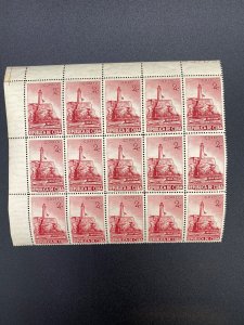 Cuba 1949 SC  432 block MNH Block of 15