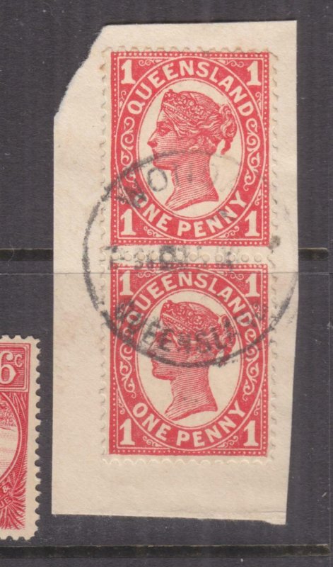 QUEENSLAND, WONDAI cds, c1905 1d. pair on piece.