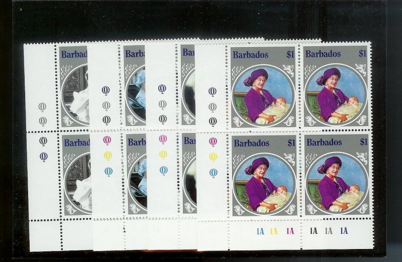 BARBADOS Sc#660-663 Complete Mint Never Hinged PLATE BLOCK Set