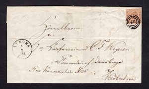 Denmark 1854 Nyborg Cover with Yellow Brown 4 rbs Fourth Printing #2b Facit 2-IV