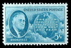 PCBstamps   US # 933 5c FDR & Globe, MNH, (17)