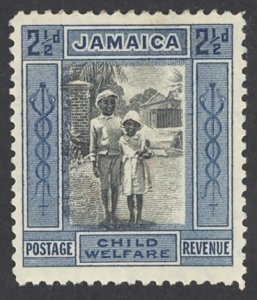Jamaica Sc# B3 MH 1923 2½p Native Boy & Girl