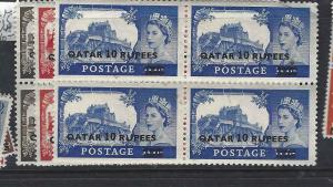 QATAR    (PP2703B)  OVPT ON GB QEII  SG 13-5  BL OF 4    MNH