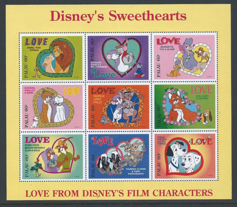 Palau #393 NH Disney Sweethearts - Sheetlet of 9