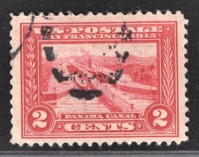 US Stamp #398 2c Carmine Panama Canal USED SCV $1.00