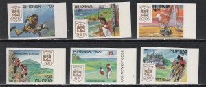 Philippines # 1933-1938, Olympic Emblem & Various Sports, IMPERF Mint NH,