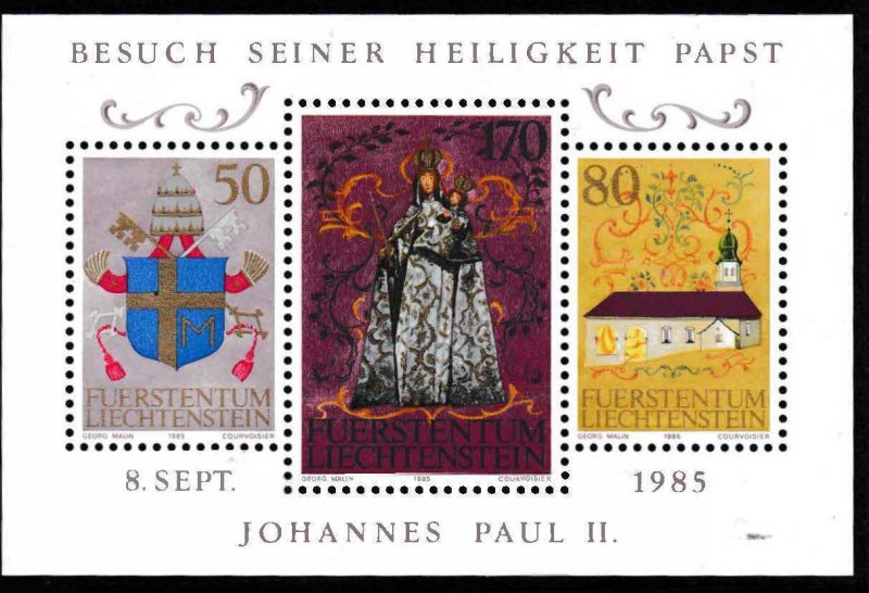 Liechtenstein 1970,'85,'88.  Scott 471, 816, 885. Three Small Sheet...