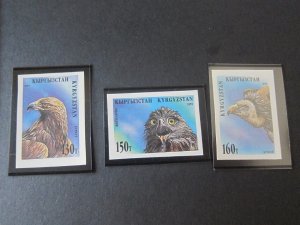 Kyrgyzstan 1995 Sc 55,57,58 Imperf. Bird MNH