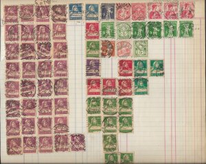 SD)1917-22 SWITZERLAND  ALBUM PAGE WITH VARIETY OF COLORS & CANCELLATIONS