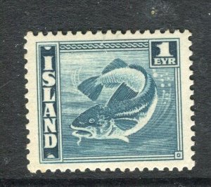 ICELAND; 1939 early Atlantic Fish 'Cod' issue Mint hinged 1e. value