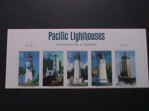 ​UNITED STATES-2007 PACIFIC LIGHT HOUSES MNH IMPRINT PLATE STRIP VERY FINE