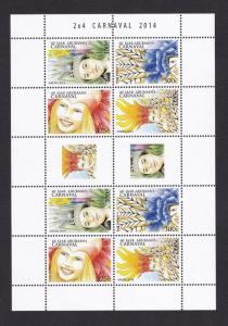 Aruba  #435    MNH  2014  sheet with 2 blocks of 4   Aruban carnival