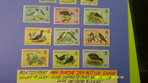 Montserrat 1984 Birds Definitive Scott# 524-538 Complete Mint NH Xf set of 15