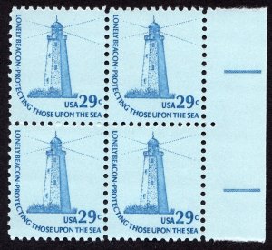 Scott #1605 Sandy Hook Lighthouse Block of 4 Stamps - MNH