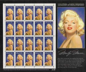 US 2967 Legends of Hollywood Marilyn Monroe 32c sheet 20 S11111 MNH 1995