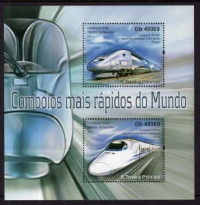 Sao Tome and Principe 2407 Trains Souvenir Sheet MNH VF