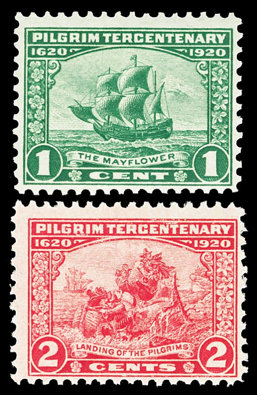 Scott 548,549 1920 1c-2c Pilgrim Issue Mint F-VF NH Cat $21.25