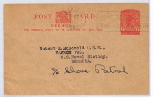 BERMUDA KGVI Stationery RADIO Card 1953 *Shore Patrol* US NAVY SHIP Fasron PJ103