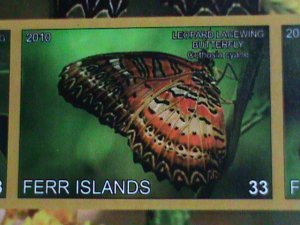 ​FERR ISLAND STAMP-2010 COLORFUL BEAUTIFUL LOVELY BUTTERFLY MNH MINI SHEET-VF