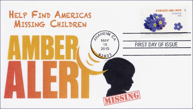 2015, Forget-Me-Not, Missing Children, B/W Postmark, FDC, 15-126