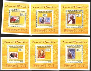 {310} Guinea 2009 Stamps on Stamps Pope John Paul II 6 S/S Deluxe MNH**