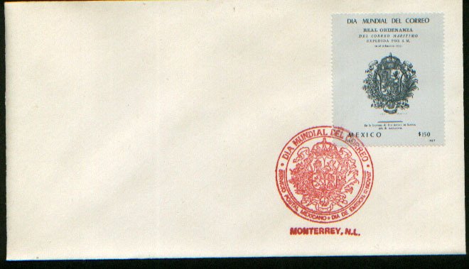 MEXICO 1525 FDC World Post Day VF