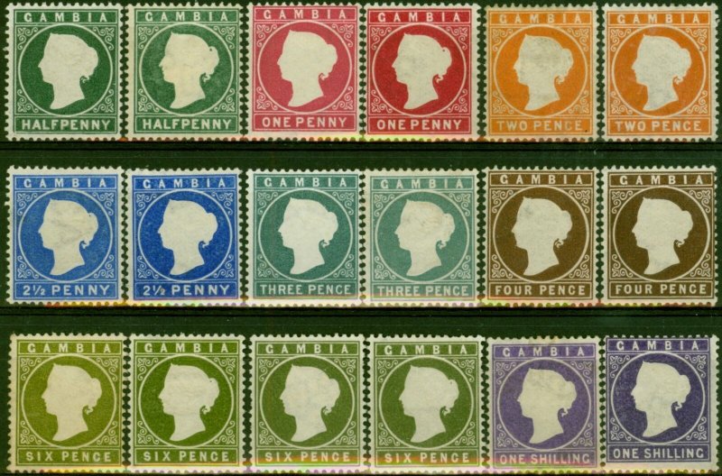 Gambia 1886-93 Extended Set of 18 SG21-36 Fine Fresh MM All Shades ex SG23a &... 