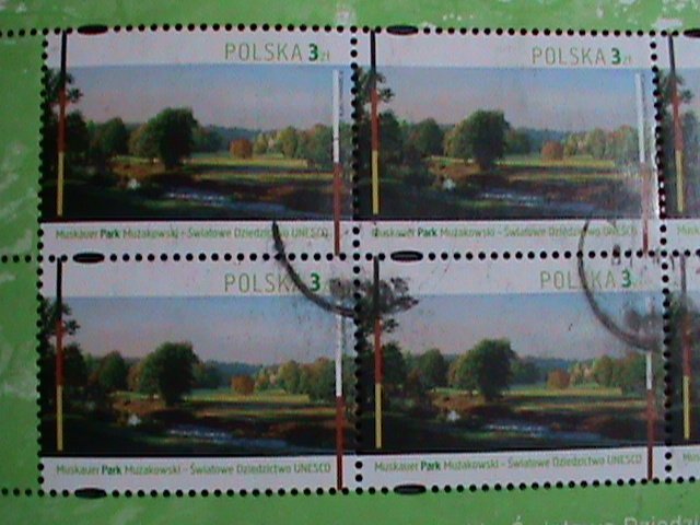 ​POLAND STAMP-BEAUTIFUL  MUSKAUER PARK- POLAND-USED MINI FULL SHEET VERY FINE