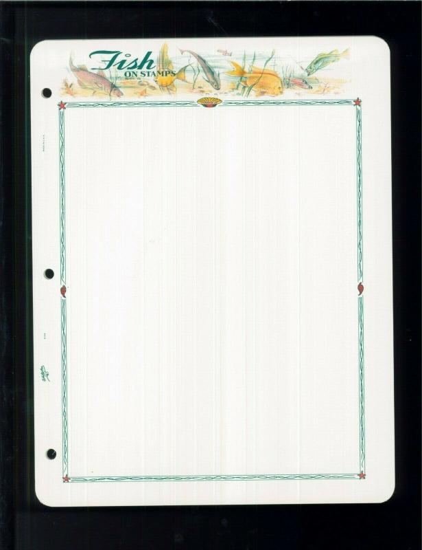 White Ace Historical Stamp Album Pages Fish Topical Blank Pages Pack of 12